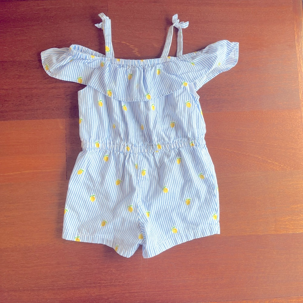 Adorable Janie and Jack toddler lemon striped romper